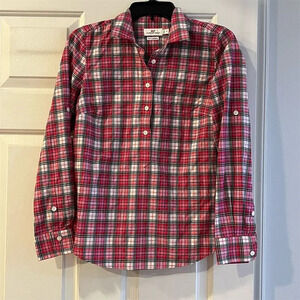 Vineyard Vines Women's Plaid Button-Up Shirt Red Size 4